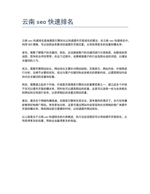 云南seo快速排名