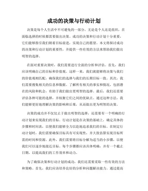 成功的决策与行动计划