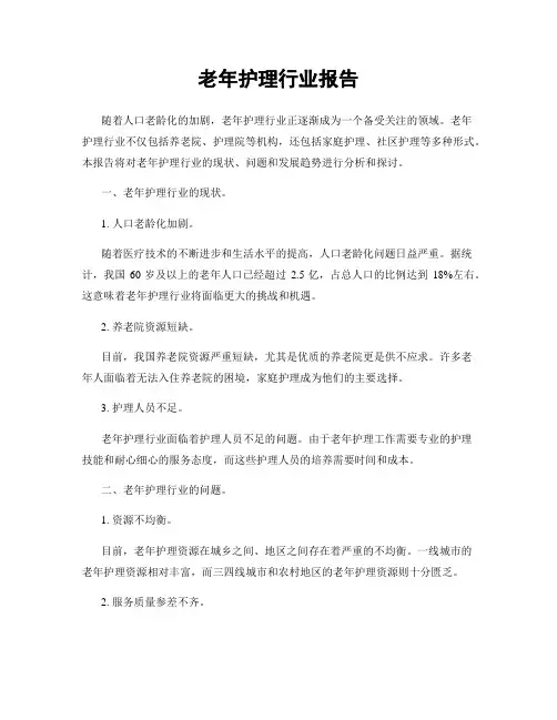 老年护理行业报告