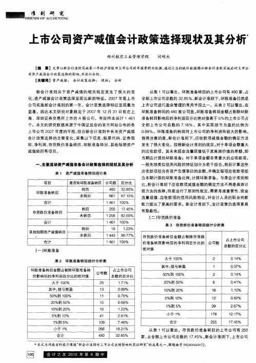 上市公司资产减值会计政策选择现状及其分析