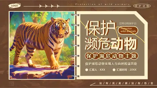 棕色卡通风保护濒危动物PPT模板
