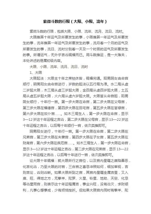 紫微斗数的行限（大限、小限、流年）