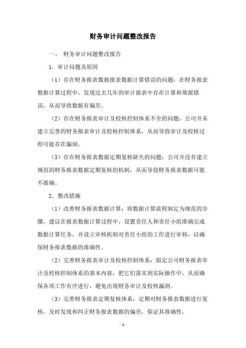 财务审计问题整改报告