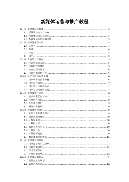 新媒体运营与推广教程