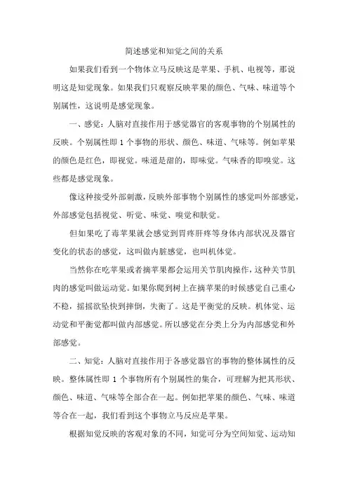 简述感觉和知觉之间的关系