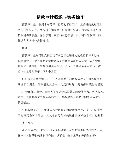 借款审计概述与实务操作