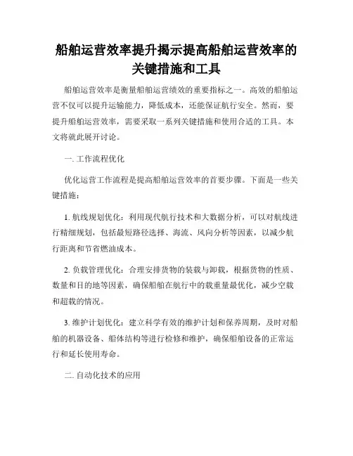 船舶运营效率提升揭示提高船舶运营效率的关键措施和工具