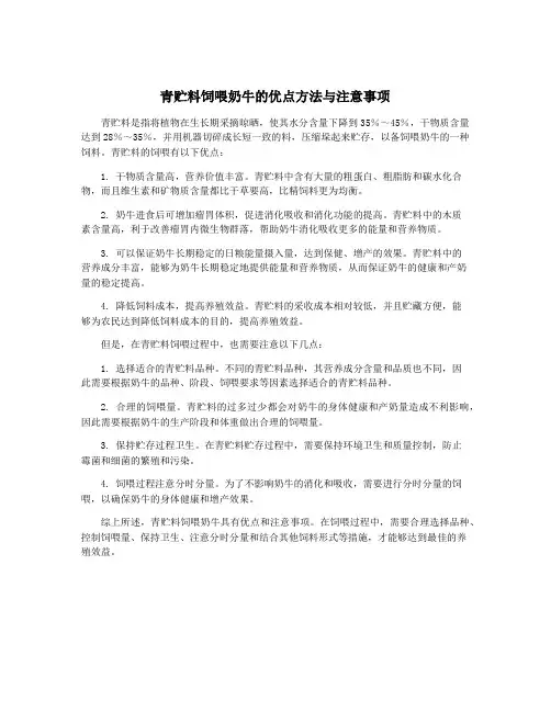 青贮料饲喂奶牛的优点方法与注意事项