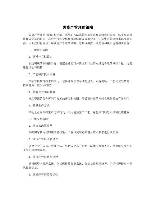 碳资产管理的策略