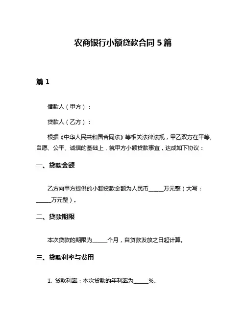 农商银行小额贷款合同5篇