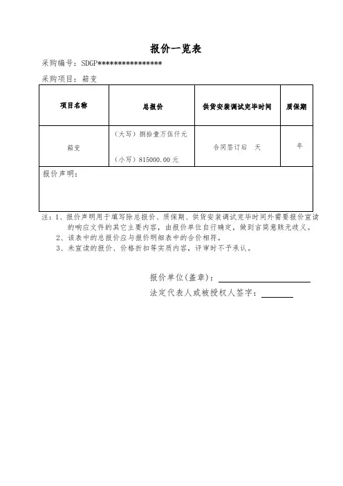 报价一览表【模板】