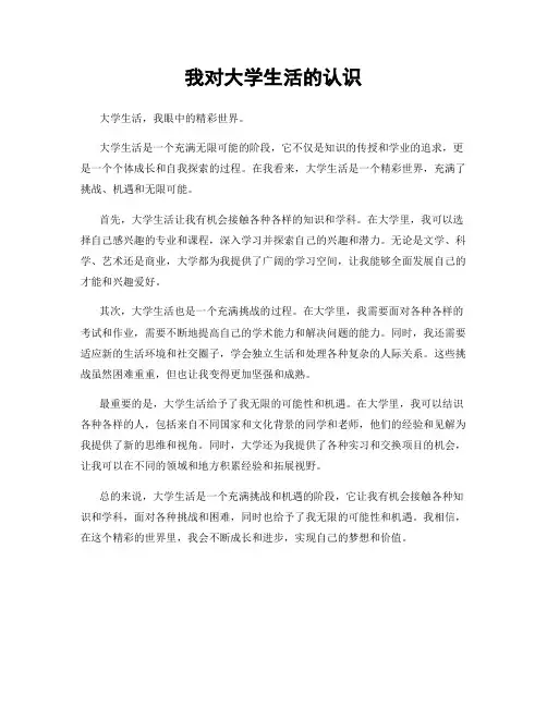 我对大学生活的认识