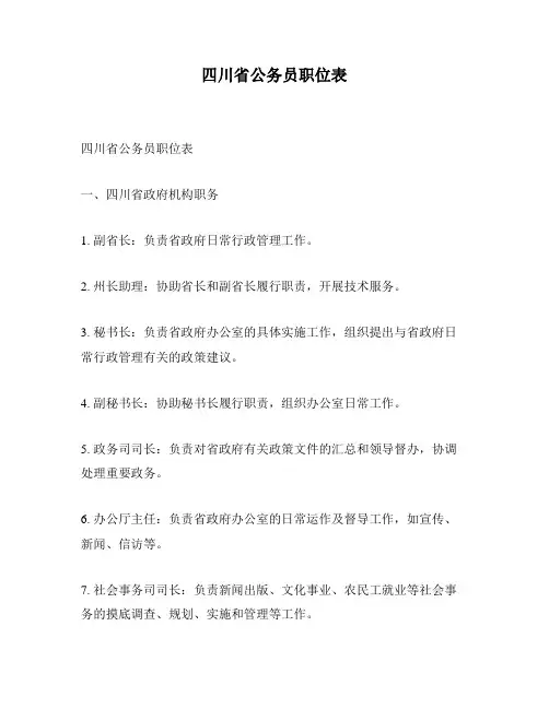 四川省公务员职位表