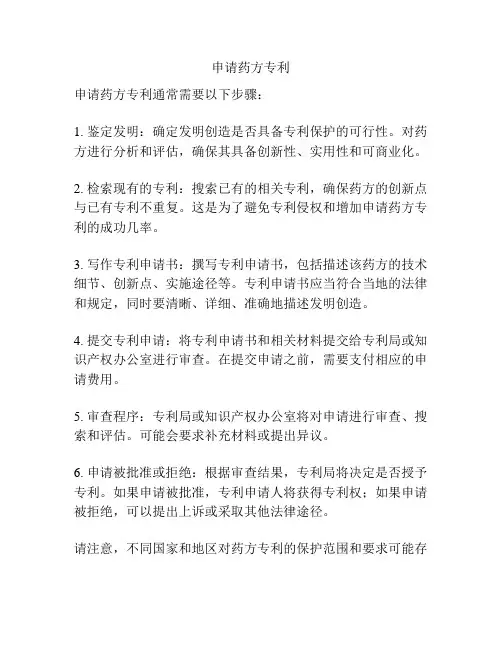 申请药方专利