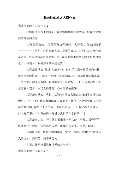 我向往的地方大海作文