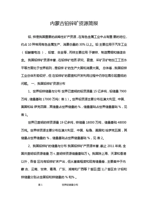 内蒙古铅锌矿分布