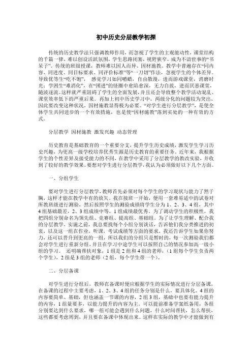 初中历史分层教学初探