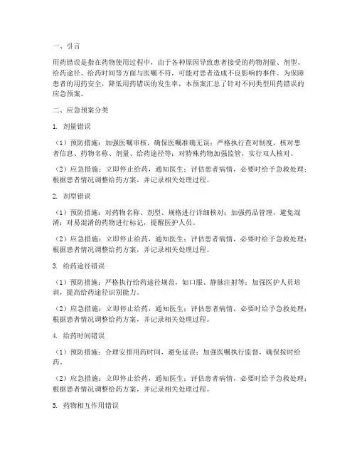 用药错误应急预案汇总