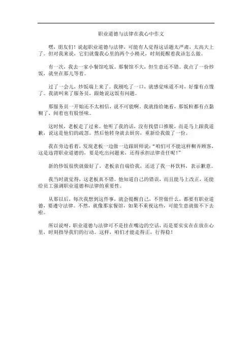 职业道德与法律在我心中作文