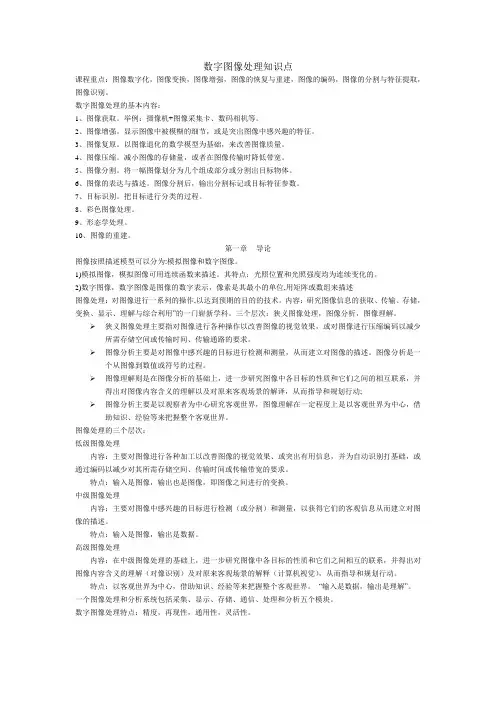 数字图像处理知识点