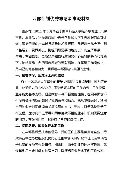 西部志愿者个人事迹