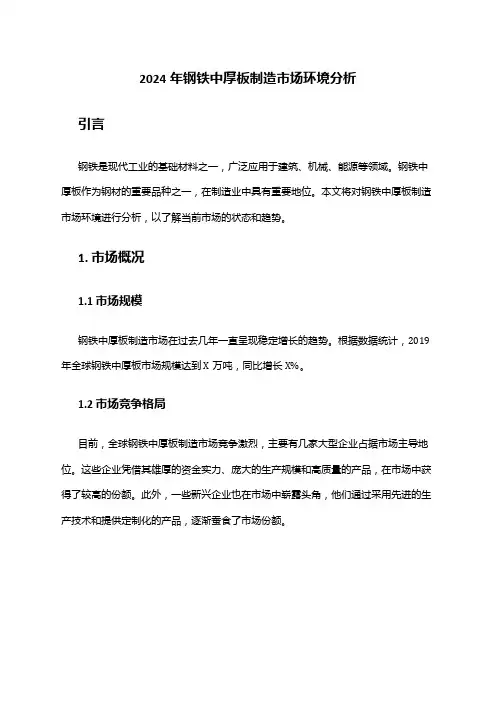 2024年钢铁中厚板制造市场环境分析