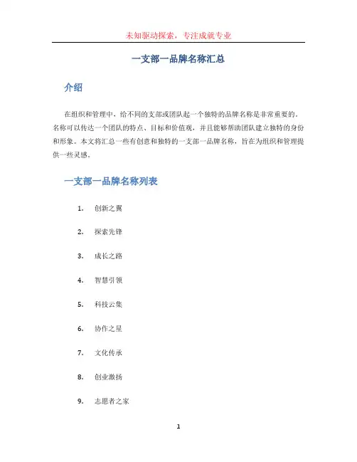 一支部一品牌名称汇总