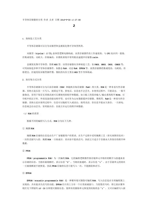 半导体存储器的分类