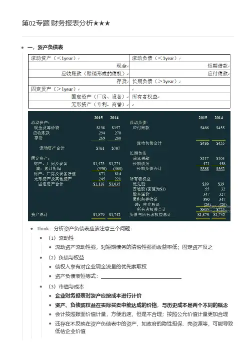 《公司理财》罗斯 第02专题 财务报表分析