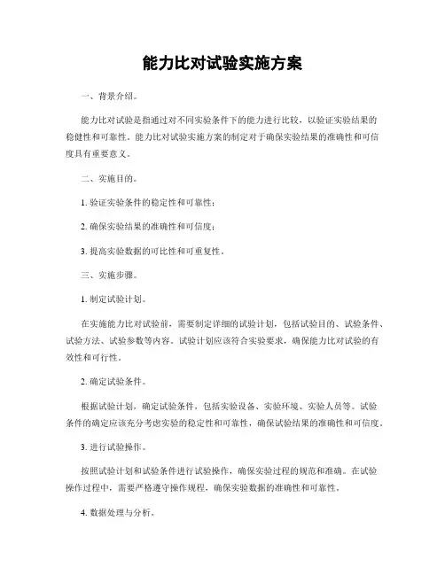 能力比对试验实施方案