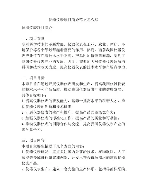 仪器仪表项目简介范文怎么写