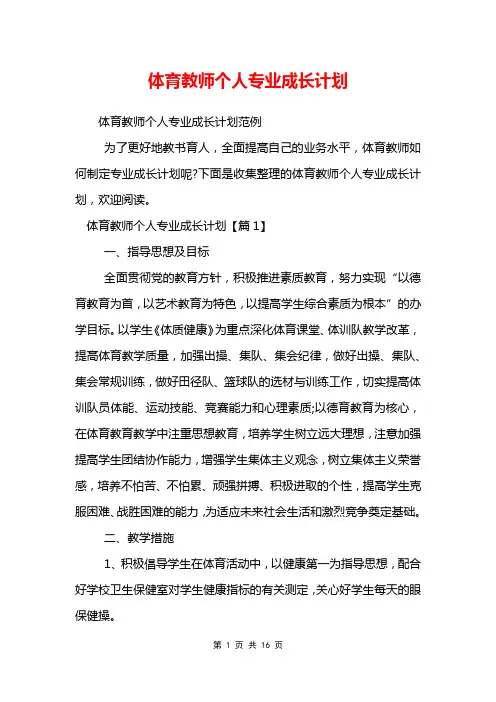 体育教师个人专业成长计划