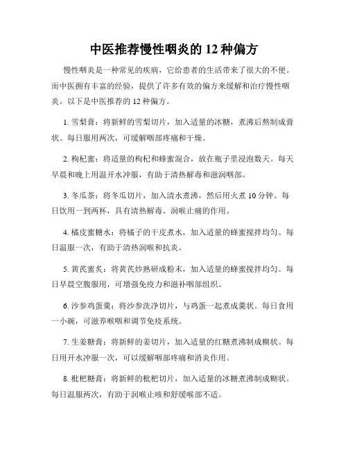 中医推荐慢性咽炎的12种偏方