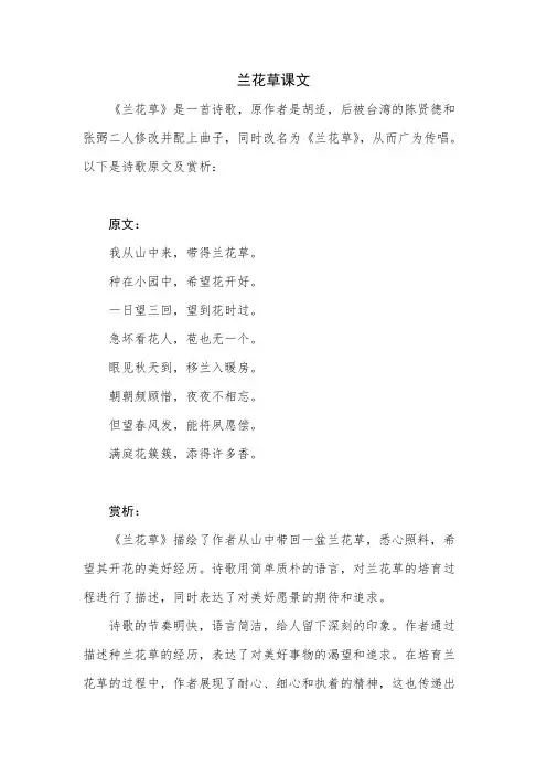 兰花草课文