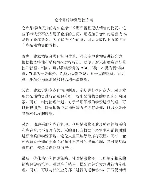 仓库呆滞物资管控方案