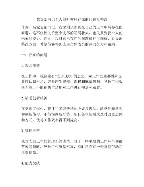 党支部书记个人剖析材料存在的问题及整改
