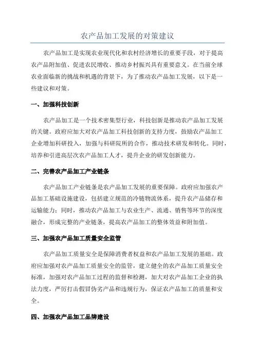 农产品加工发展的对策建议