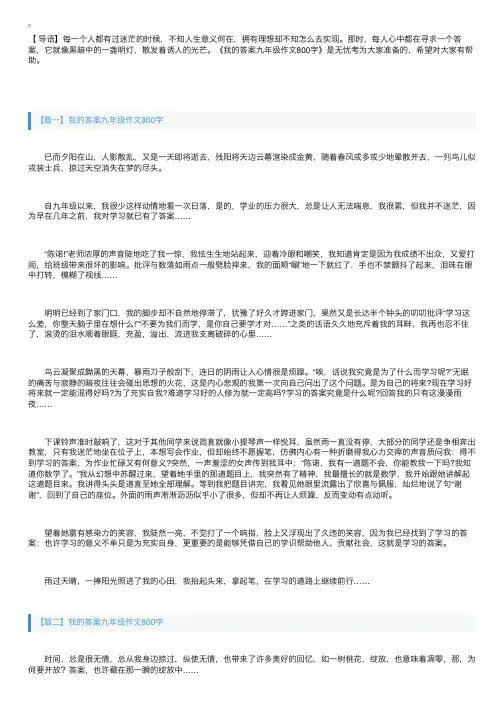 我的答案九年级作文800字