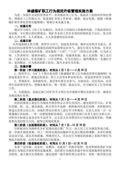林盛煤矿职工行为规范升级实施方案