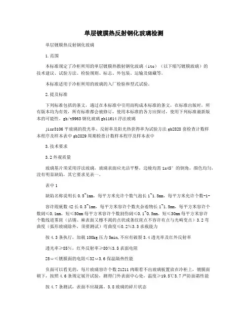 单层镀膜热反射钢化玻璃检测