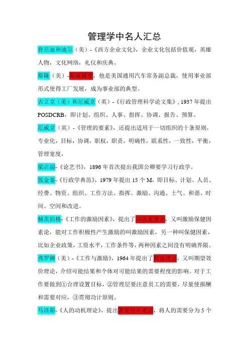 管理学基础知识之学派名人