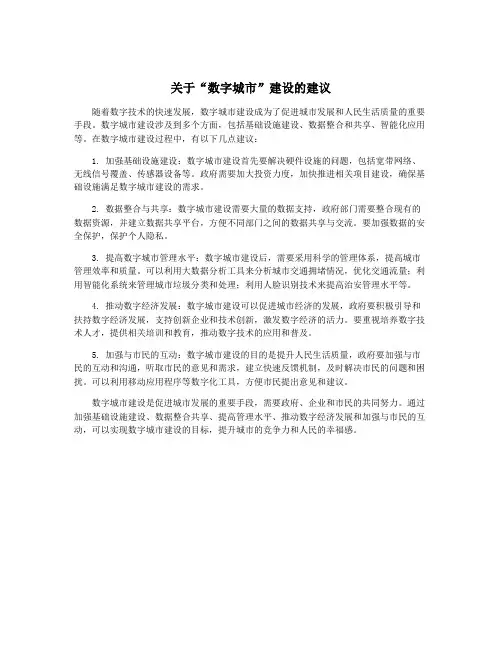 关于“数字城市”建设的建议