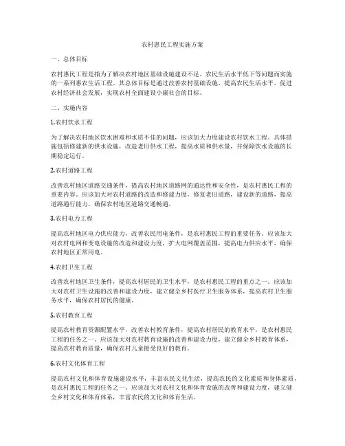 农村惠民工程实施方案