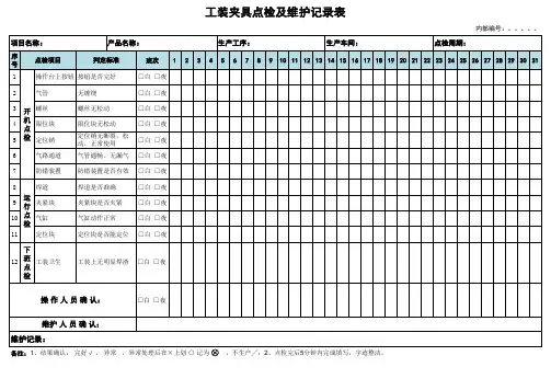工装夹具点检及维护记录表