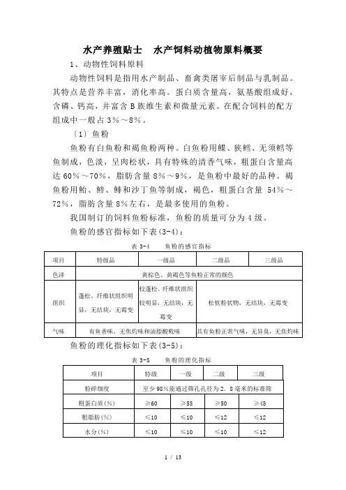 水产养殖贴士--水产饲料动植物原料概要