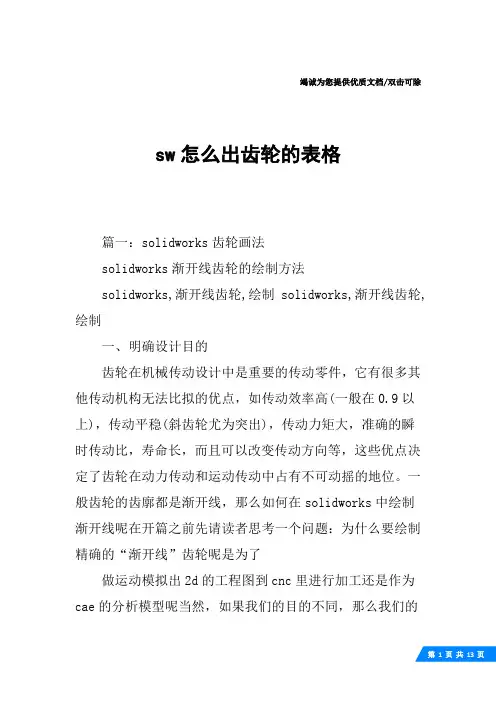 sw怎么出齿轮的表格