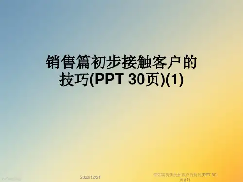 销售篇初步接触客户的技巧(PPT 30页)(1)