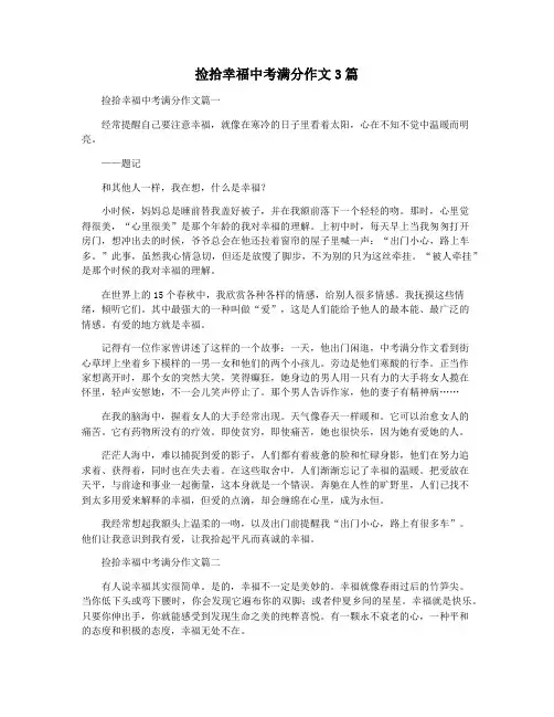 捡拾幸福中考满分作文3篇