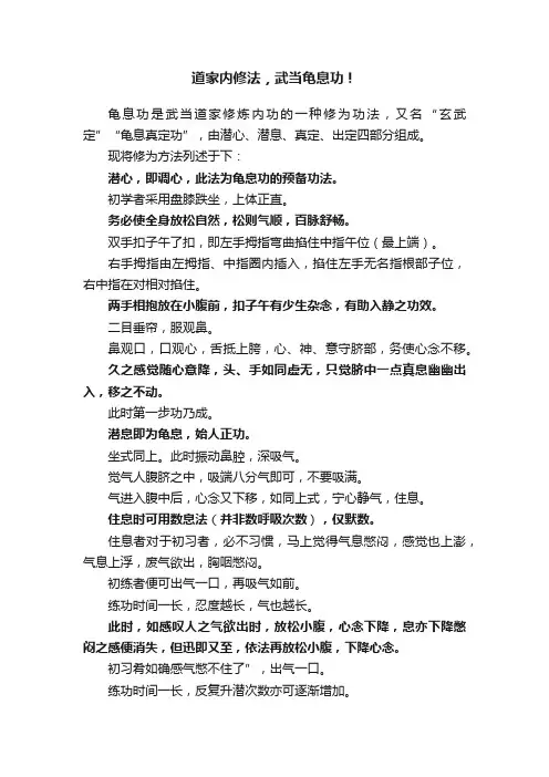 道家内修法，武当龟息功！