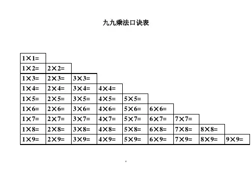 【名师出品】【精编】小学二年级数学九九乘法口诀表+填空练习表